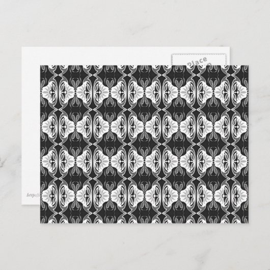 Carte Postale Papier peint Art Déco motif - noir et blanc (Devant / Derrière)