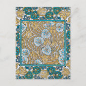 Carte Postale papier peint bleu art nouveau cyclamen (Devant)