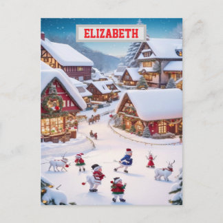 Carte Postale Papier Peint Photo de Noël Personnalisé Avec Nom P