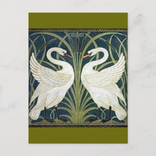 Carte Postale Papier peint Swan and Rush and Iris (Devant)
