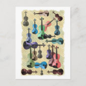 Carte Postale Papier peint violon multicolore (Devant)