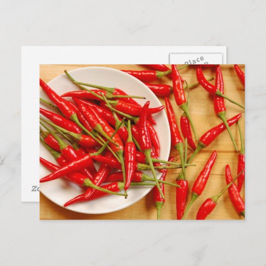 Carte postale papier piment rouge (Devant / Derrière)