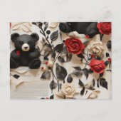Carte Postale Papier Roses et ours Valentine (Devant)