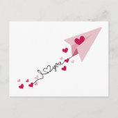 Carte Postale Papier simple Avion & Coeurs, Saint Valentin (Devant)