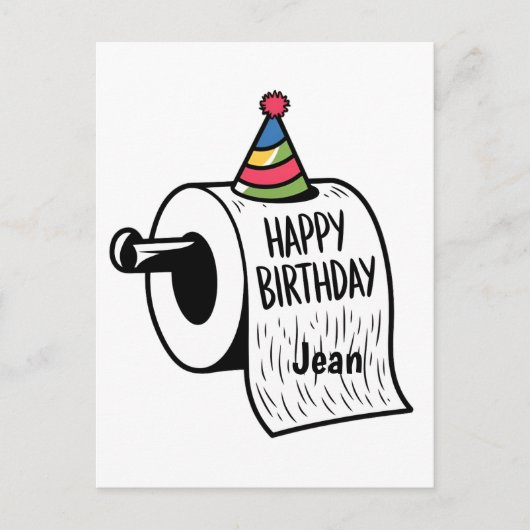 Carte Postale Papier toilette avec dessin de chapeau d'anniversa (Devant)