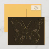 Carte postale Papillon 2 tons en brun et or (Devant / Derrière)
