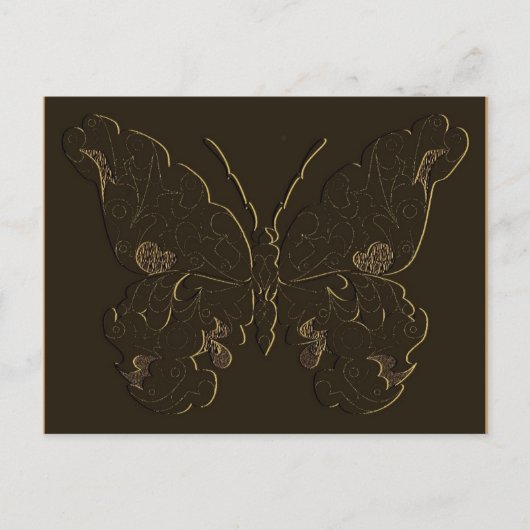 Carte postale Papillon 2 tons en brun et or (Devant)