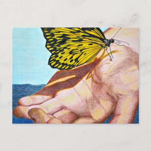Carte Postale Papillon à la main (Devant)