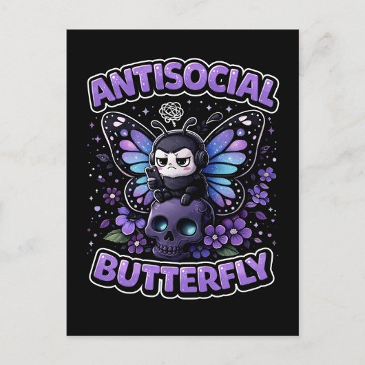 Carte Postale Papillon Antisocial (Devant)