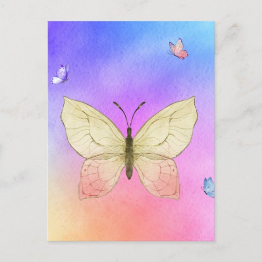 Carte Postale Papillon aquarelle (Devant)