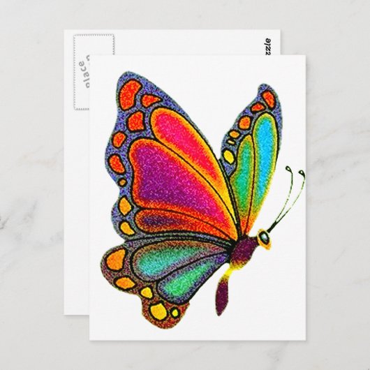 Carte Postale Papillon arc-en-ciel (Devant / Derrière)