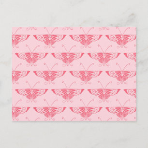 Carte Postale Papillon Art déco stylisé - corail rose