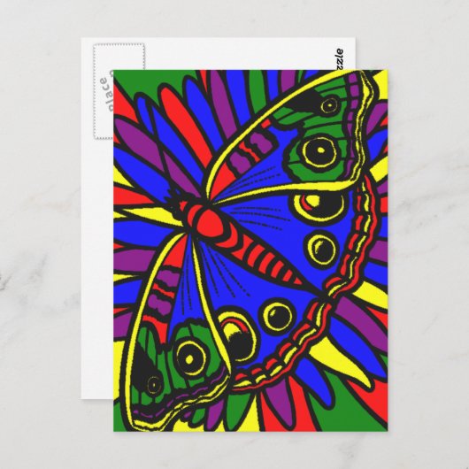 Carte postale Papillon Art numérique en verre (Devant / Derrière)