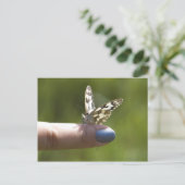 Carte Postale papillon au doigt (Debout devant)