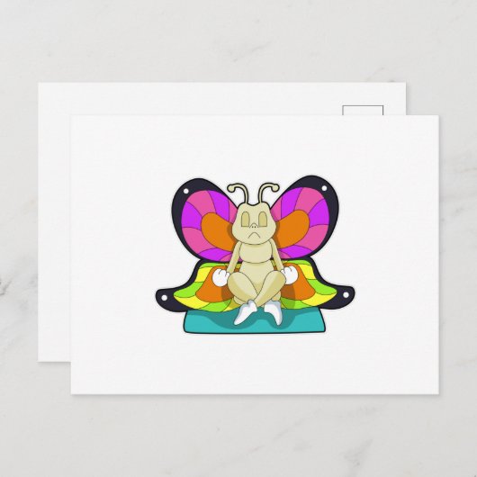 Carte Postale Papillon au Yoga en jambe (Devant / Derrière)