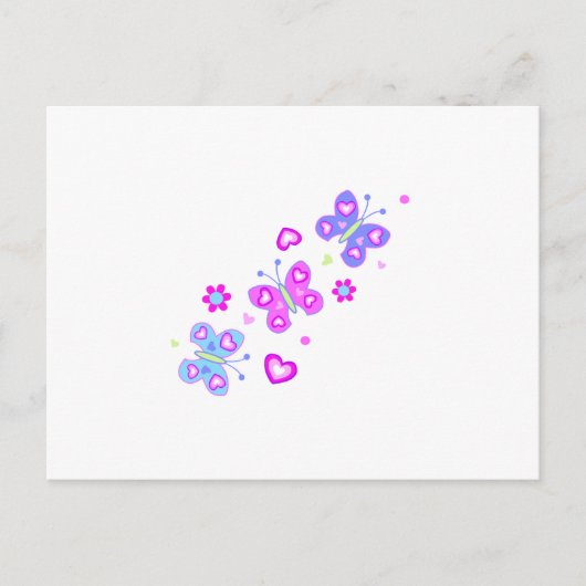 Carte Postale papillon aux coeurs (Devant)
