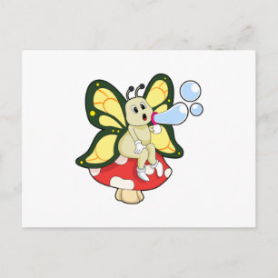 Carte Postale Papillon avec bulles de savon
