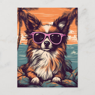 Carte Postale Papillon avec lunettes de soleil à la plage