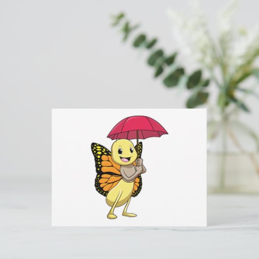 Carte Postale Papillon avec parapluie (Debout devant)
