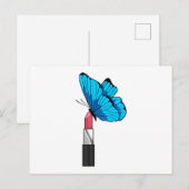 Carte Postale Papillon avec Rouge à Lèvres (Devant / Derrière)