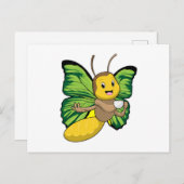 Carte Postale Papillon avec tasse de café (Devant / Derrière)