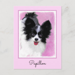 Carte Postale Papillon (blanc et noir) Peinture - Chien Art