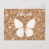 Carte Postale Papillon blanc pailleté faux or (Devant)