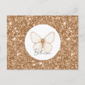Carte Postale Papillon Blanc Pailleté Faux Or   (Devant)