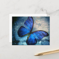 Carte postale papillon bleu