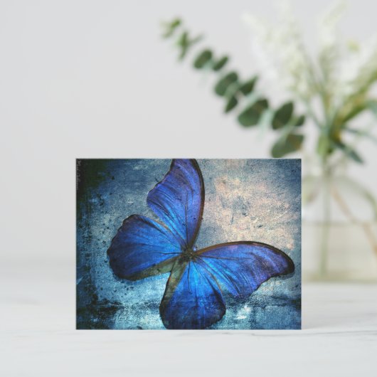 Carte postale papillon bleu (Debout devant)