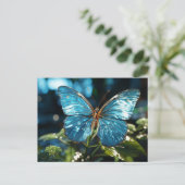 Carte Postale Papillon bleu assez transparent (Debout devant)