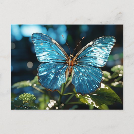 Carte Postale Papillon bleu assez transparent (Devant)