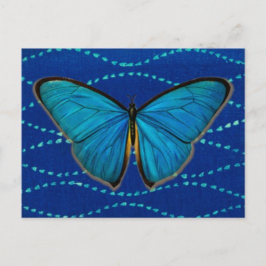 Carte postale Papillon bleu de style vintage (Devant)