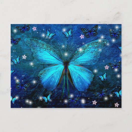 Carte Postale Papillon bleu élégant (Devant)