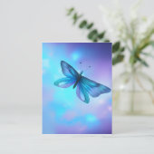 Carte Postale Papillon bleu et violet surréaliste (Debout devant)