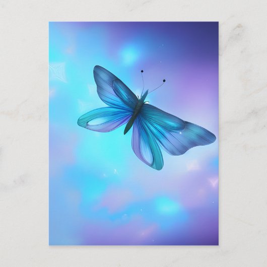 Carte Postale Papillon bleu et violet surréaliste (Devant)
