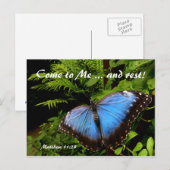 Carte Postale Papillon bleu exotique b) (Devant / Derrière)