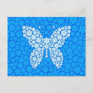 Carte Postale Papillon bleu Fleurs sauvages