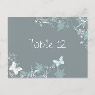 Carte Postale Papillon bleu Floral Numéro de la table Mariage de