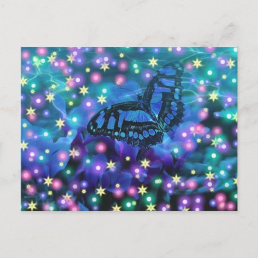 Carte Postale Papillon bleu magique (Devant)