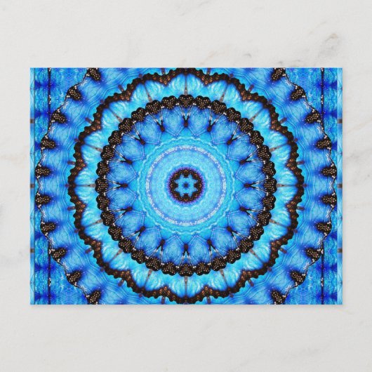 Carte Postale Papillon bleu Mandala (Devant)
