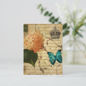 Carte Postale papillon bleu paris scripts français botanique (Debout devant)