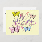 Carte Postale Papillon Bonjour Printemps (Devant / Derrière)