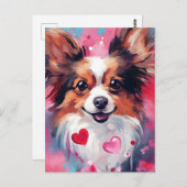 Carte Postale Papillon chien jour de la Saint-Valentin (Devant / Derrière)