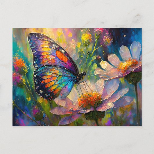 Carte Postale Papillon coloré et Fleurs sauvages à Sunrise (Devant)