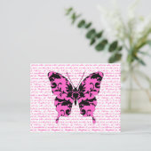 Carte Postale Papillon Damas rose Collage (Debout devant)