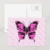Carte Postale Papillon Damas rose Collage (Devant / Derrière)