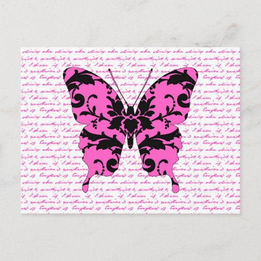 Carte Postale Papillon Damas rose Collage (Devant)