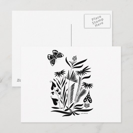 Carte Postale Papillon dans l'herbe (Devant / Derrière)
