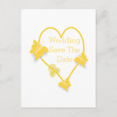 Carte Postale Papillon de couleur jaune Coeur Enregistrer la dat (Devant)